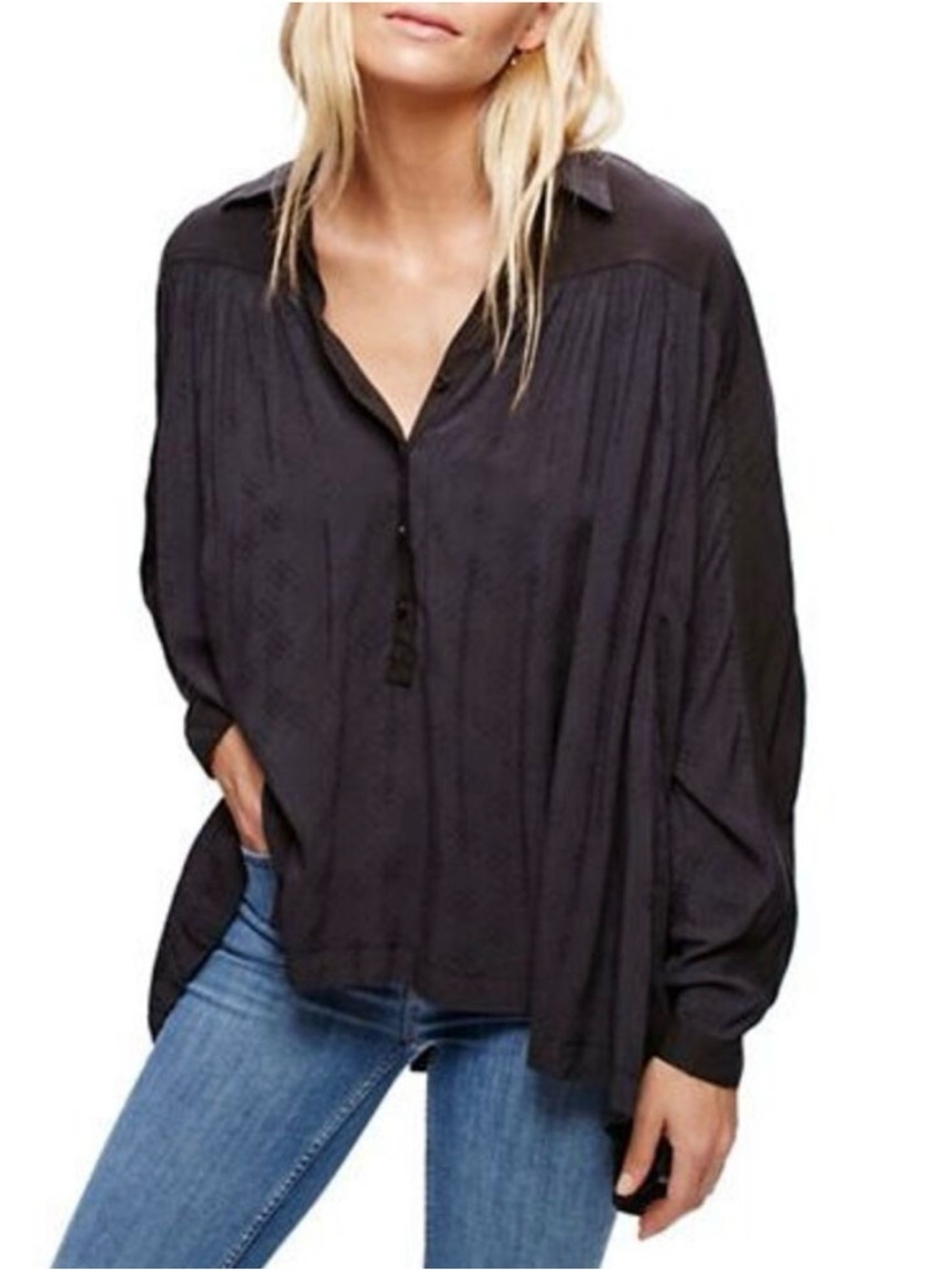 Free people Lovely Day Button-Front Long Sleeve Blouse